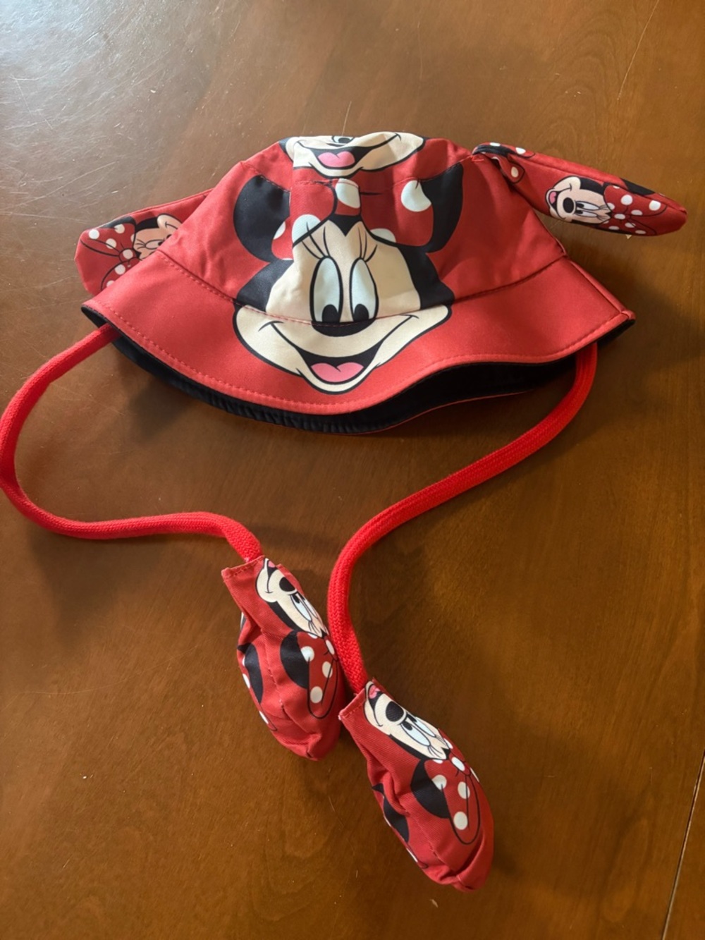 Amazon Red Minnie Mouse Kids Sun Hat with Chin Strap and Ear Accents